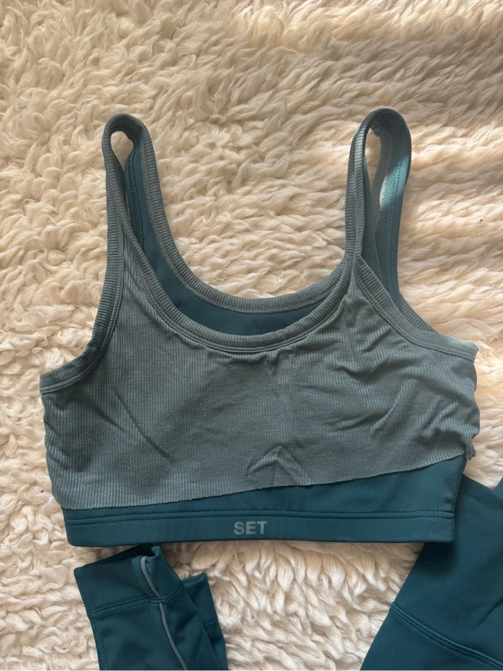 SET Active Teal Sports Bra XS and Leggings S